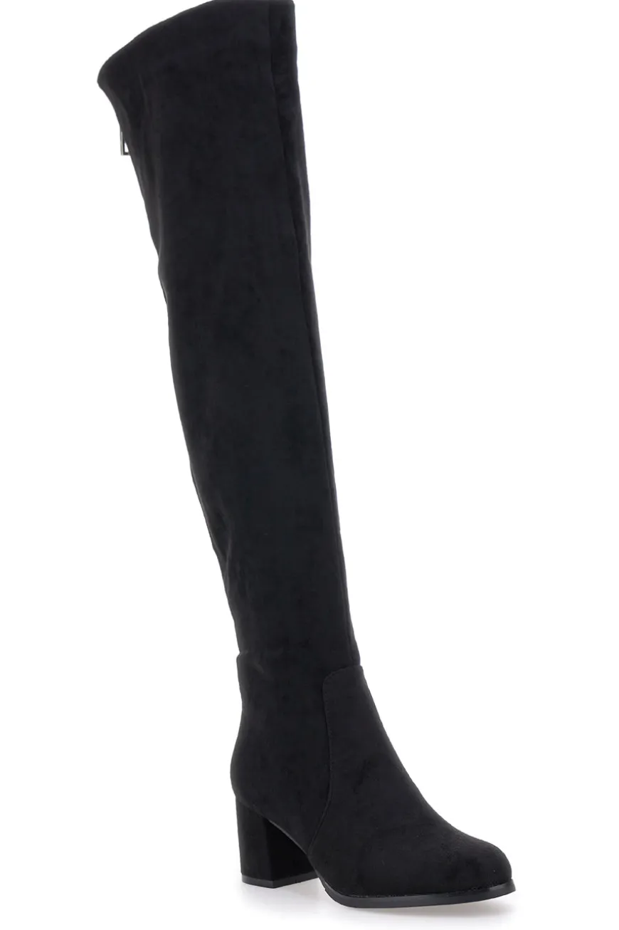 Stivali neri sopra al ginocchio con zip gioiello Le Havre Paris 1983G425
