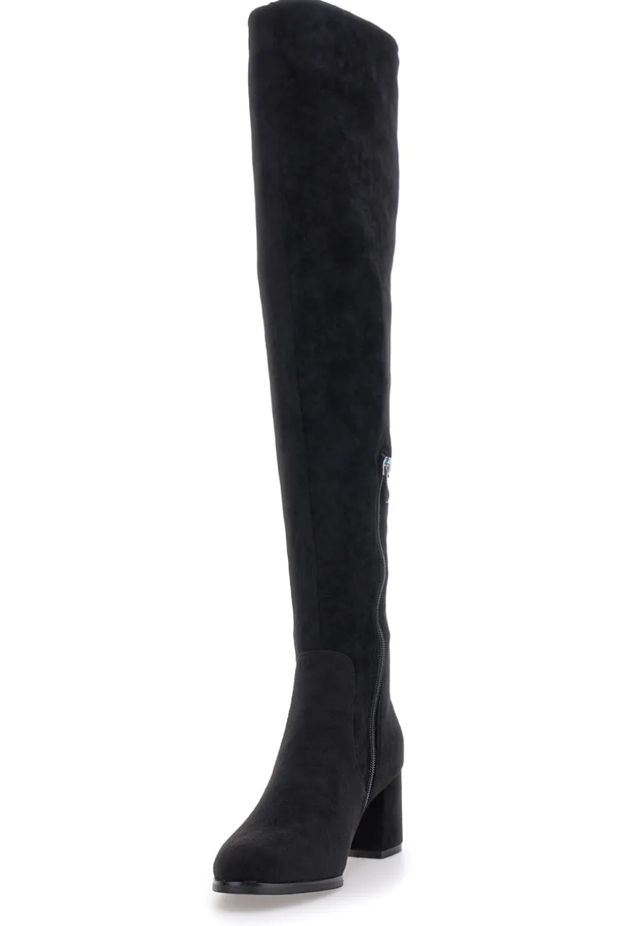 Stivali neri sopra al ginocchio con zip gioiello Le Havre Paris 1983G425