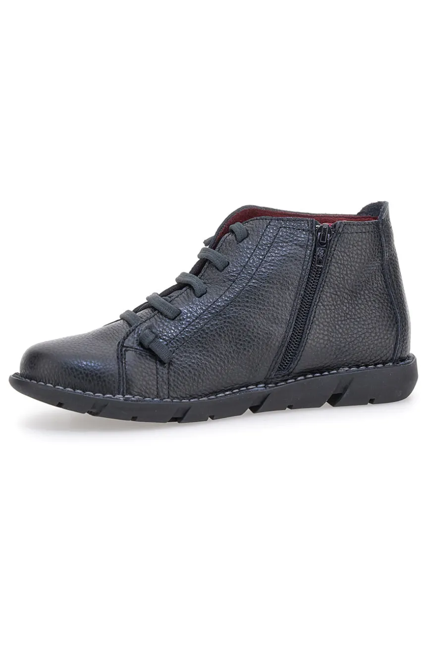 Stringate alte nere in pelle con zip laterale Pittarello Tierra 4757