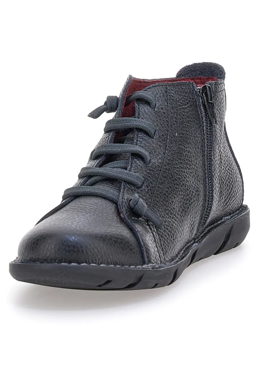 Stringate alte nere in pelle con zip laterale Pittarello Tierra 4757