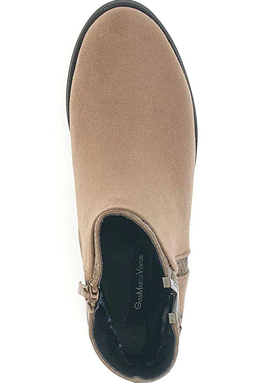 Taupefarbene Stiefeletten mit Obermaterial in Wildlederoptik Gian Marco Venturi TR0304