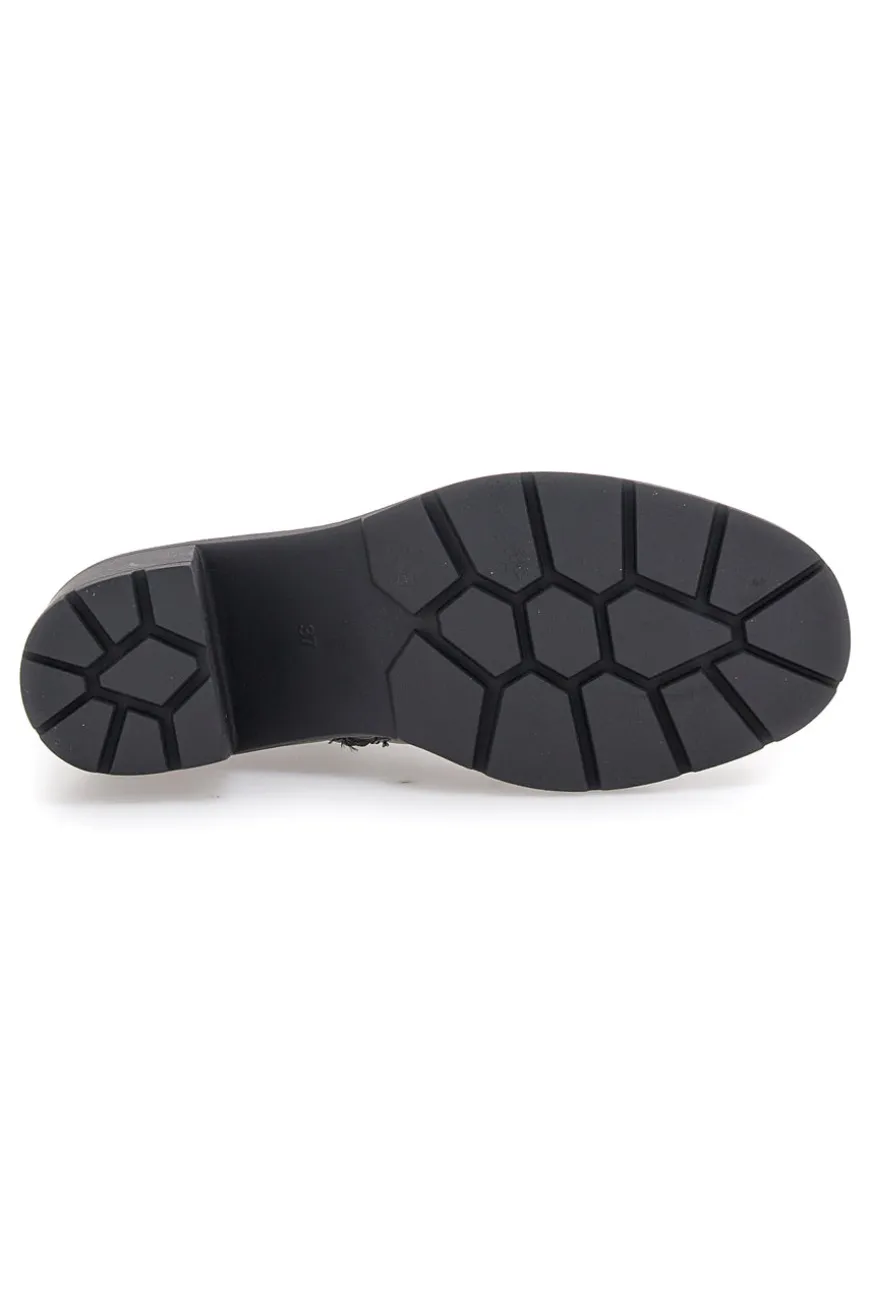 The First P629 Schwarze Stiefeletten mit mittelhohem Absatz und seitlichem Riemen