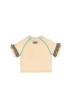 T-Shirt Beige Con Fantasia Animalier e Volant PITT KIDS PT-K-T-7002