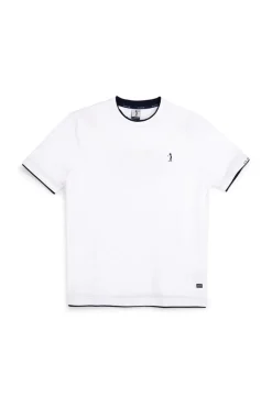 T-shirt bianca con profili a contrasto in cotone Us golf TS1053