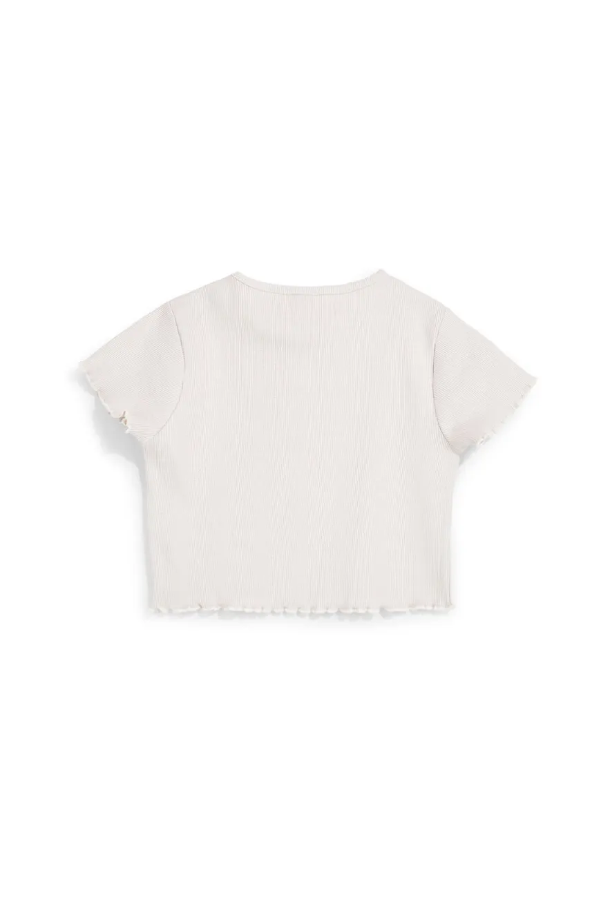 T-shirt bianca in tessuto a costine Pitt kids PT-G-T-9057