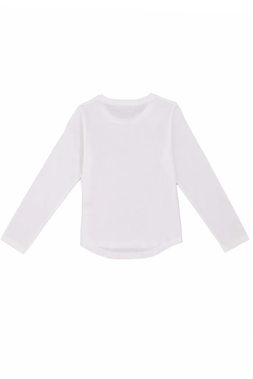 T-Shirt Bianche a Maniche Lunghe Stampata Pitt Kids PT-G-T-05054
