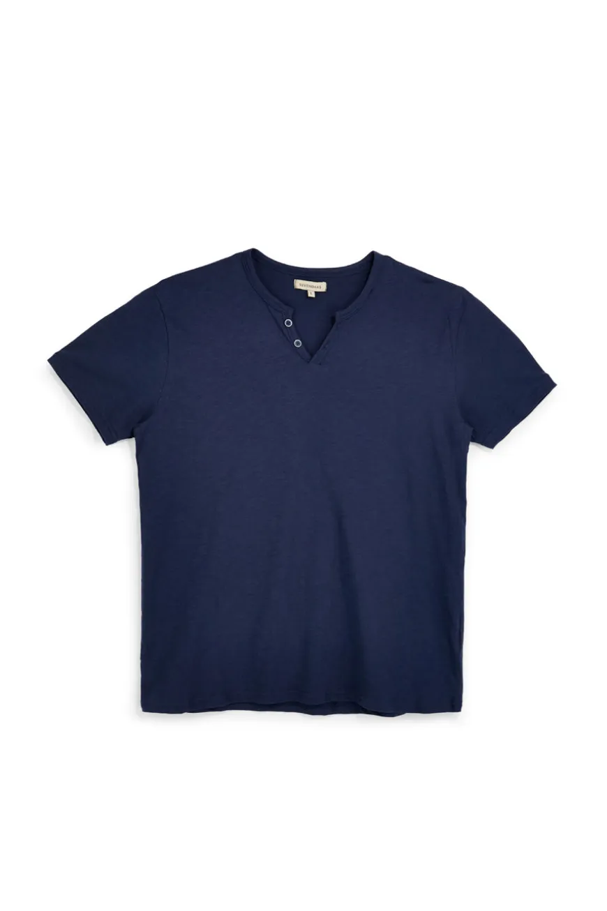 T-shirt blu con bottoni Sevenoaks NBY1343