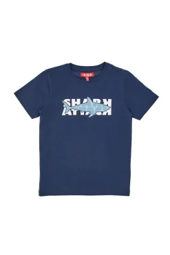 T-Shirt Blu con Squalo Stampato Pitt Kids PT-B-T-05019