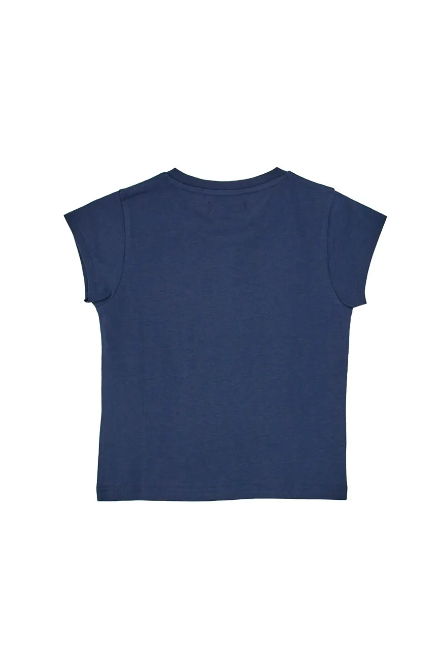 T-Shirt Blu con Stampa con Glitter Pitt Kids PT-G-T-05051