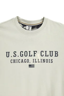 T-shirt Grigia con stampa frontale e patch sulla manica Us golf TS2607
