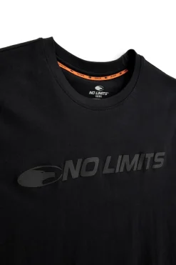 T-shirt nera a maniche corte con logo frontale No limits MATS049S24
