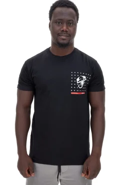 T-shirt nera con stampa petto e dettagli rossi Abarth AH024TEA