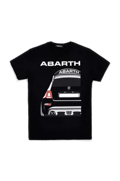 T-shirt nera in cotone con stampa sul petto Abarth AH26SS056
