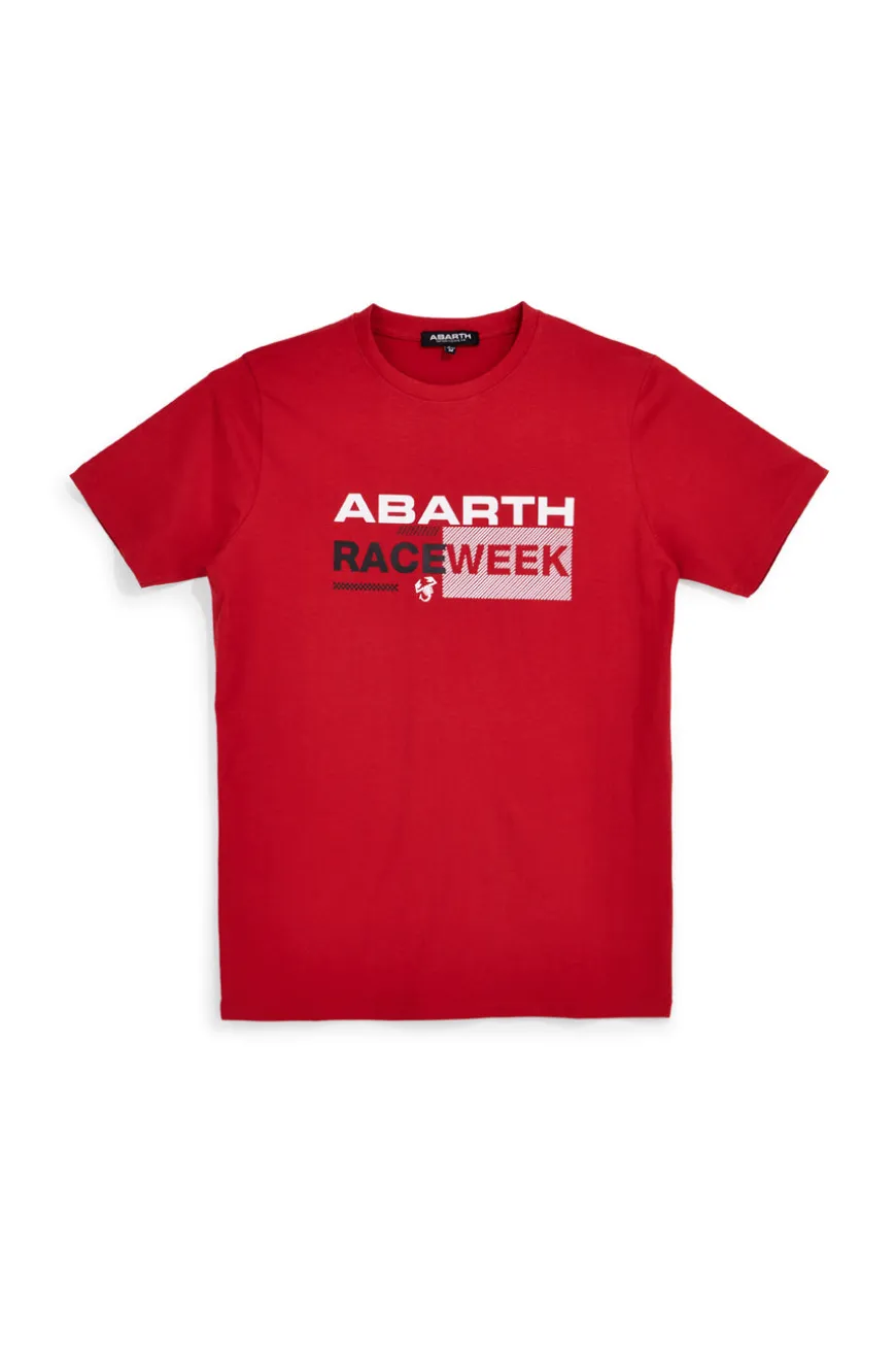 T-shirt rossa con stampa frontale Abarth AH003TE