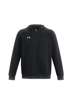 Under Armour RIVAL FLEECE FZ HOODIE Schwarzer Fleece-Hoodie mit durchgehendem Reißverschluss