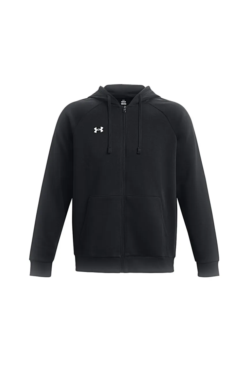 Under Armour RIVAL FLEECE FZ HOODIE Schwarzer Fleece-Hoodie mit durchgehendem Reißverschluss