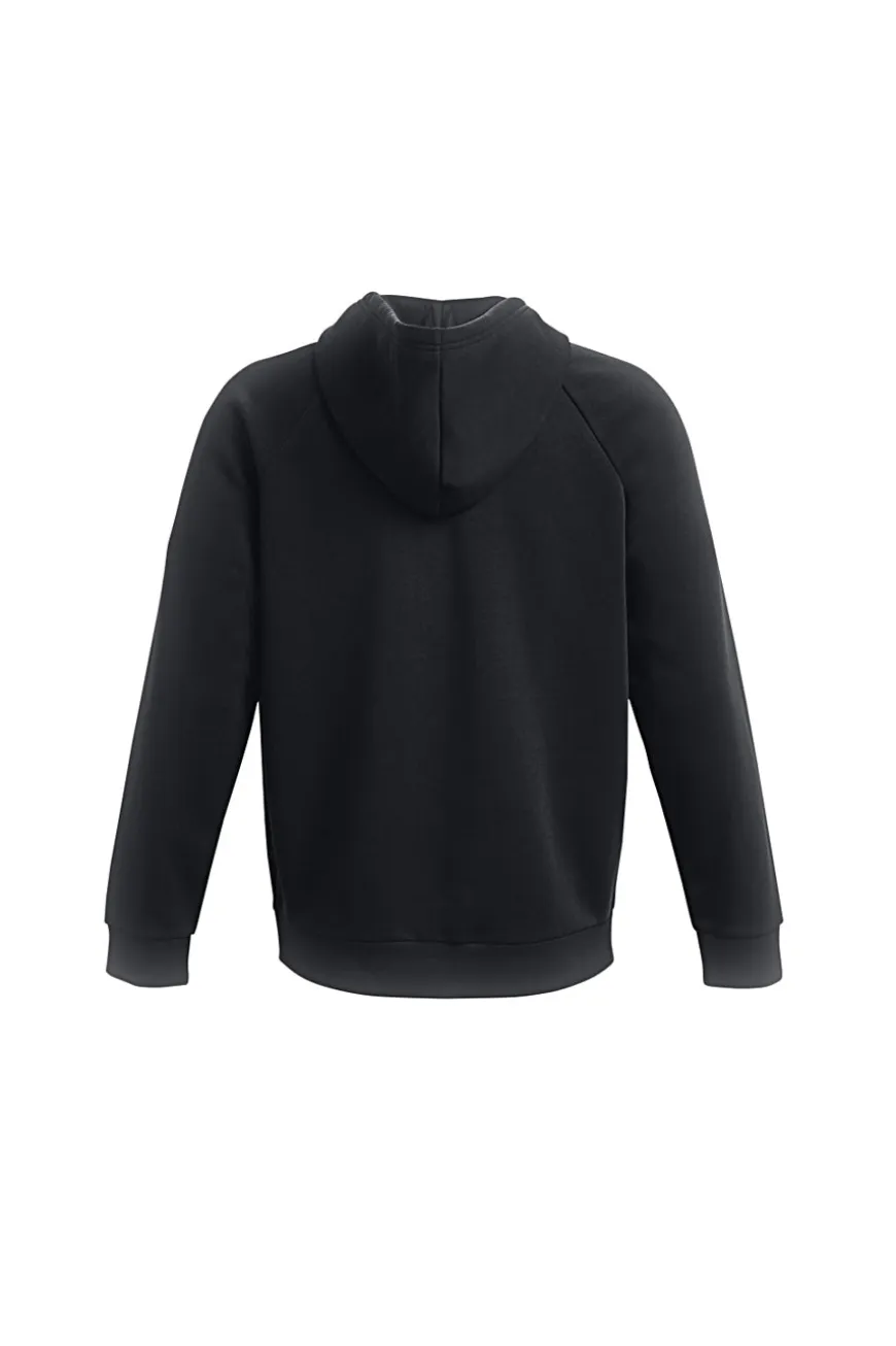Under Armour RIVAL FLEECE FZ HOODIE Schwarzer Fleece-Hoodie mit durchgehendem Reißverschluss