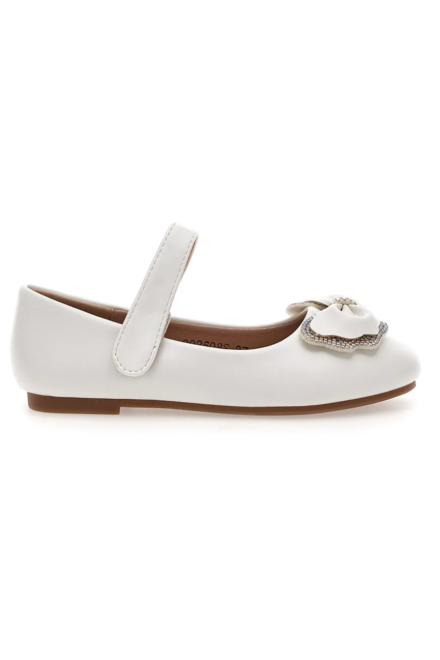 Weiße Ballerinas mit schillernder Schleife Thank you girl 392608S