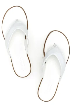 Weiße Flip-Flop-Hausschuhe, hergestellt in Italien, mit Obermaterial aus Leder, PITTARELLO 66470811