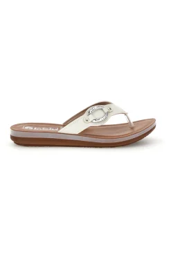 Weiße Flip-Flops mit Schmucksteinbesatz Inblu 19 ZO