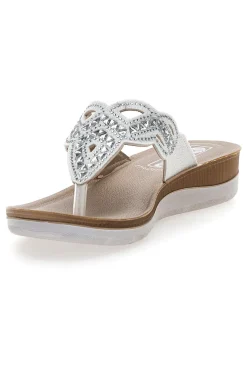 Weiße Flip-Flops mit Steinen und Strasssteinen Inblu 36 Bv