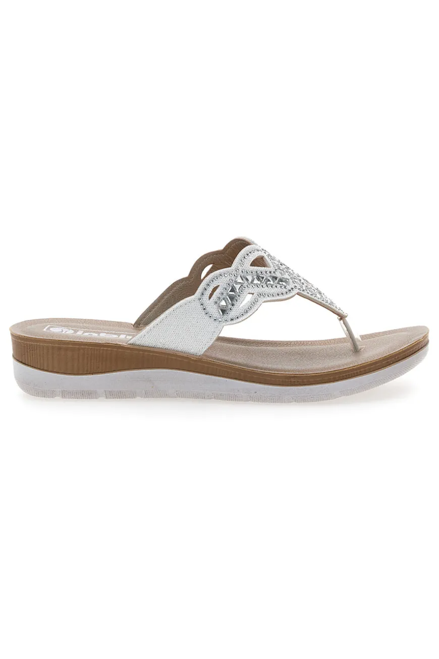 Weiße Flip-Flops mit Steinen und Strasssteinen Inblu 36 Bv