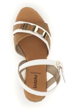 Weiße Sandalen mit gewebtem Keil und doppelter Schnalle Inblu 44 FG