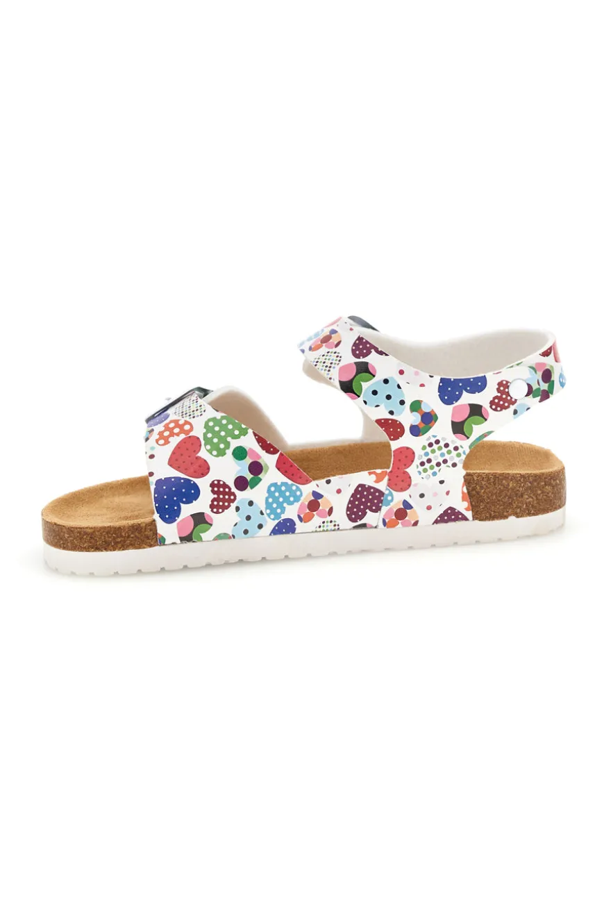 Weiße Sandalen mit Herzchen Print Pitt Kinder 14606