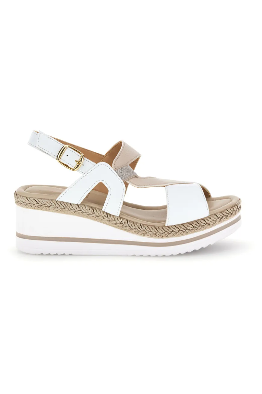 Weiße Sandalen mit Plateau-Keil und Riemen im Pittarello-Look MK3313109