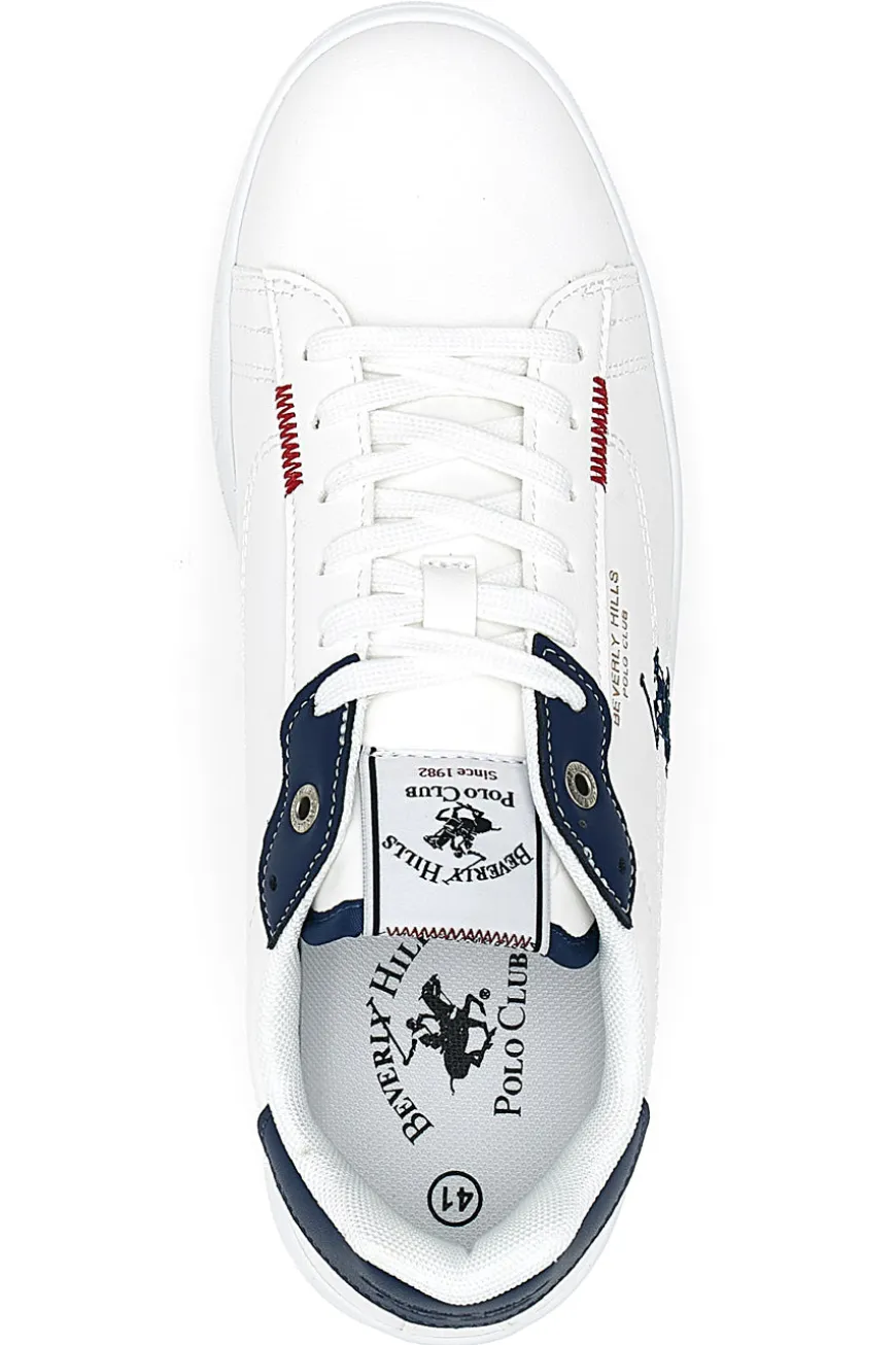 Weiße Schnürschuhe mit blauen Details BEVERLY HILLS POLO CLUB BHM514010