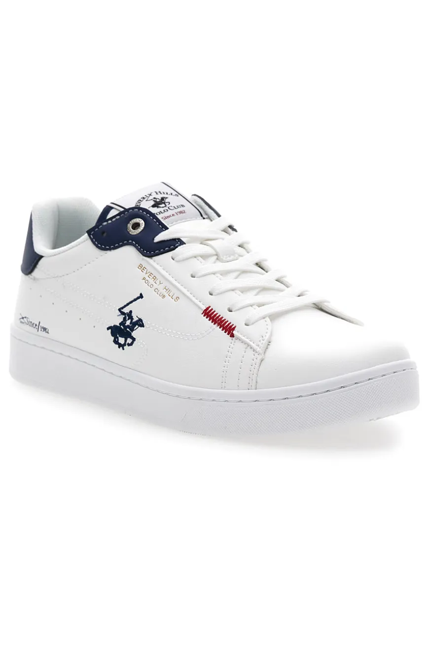 Weiße Schnürschuhe mit blauen Details BEVERLY HILLS POLO CLUB BHM514010