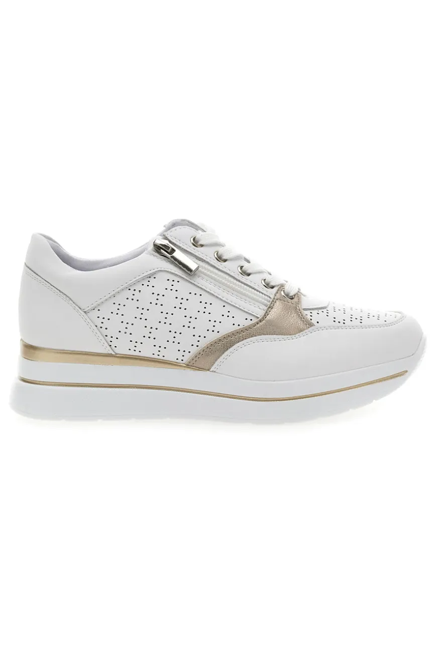 Weiße Schnürschuhe mit seitlichem Reißverschluss MIO TEMPO H216361