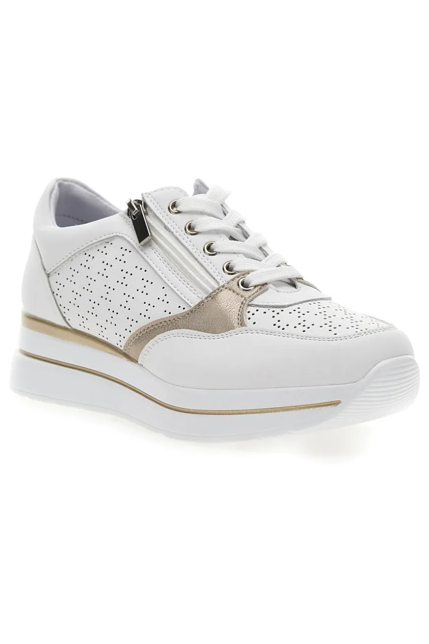 Weiße Schnürschuhe mit seitlichem Reißverschluss MIO TEMPO H216361