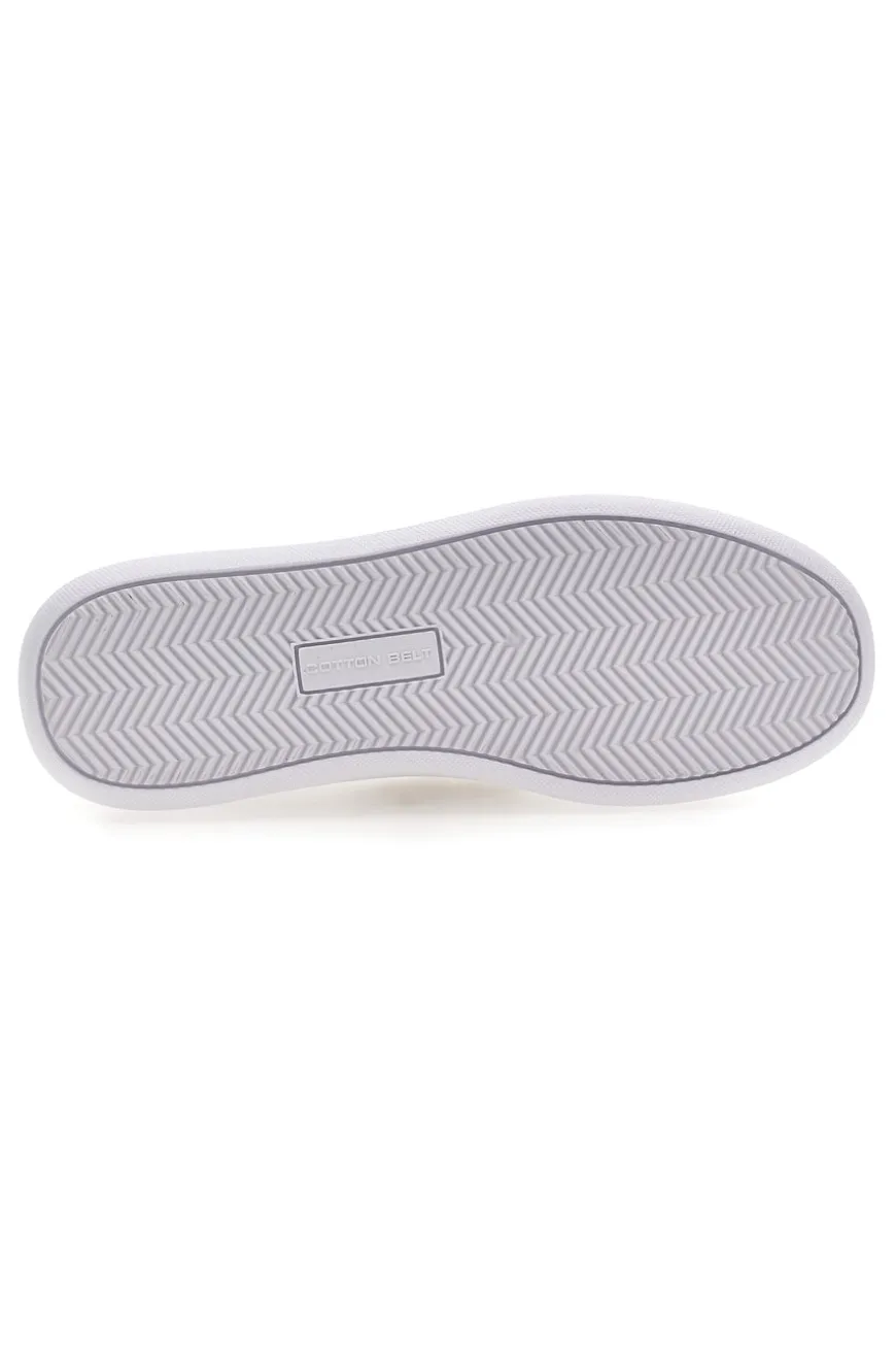 Weiße Sneakers mit goldenen Seitenstreifen Baumwollgürtel BRIGHTON 2.0 LTH