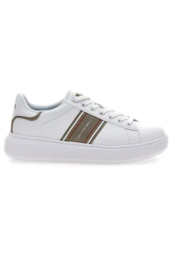 Weiße Sneakers mit goldenen Seitenstreifen Baumwollgürtel BRIGHTON 2.0 LTH