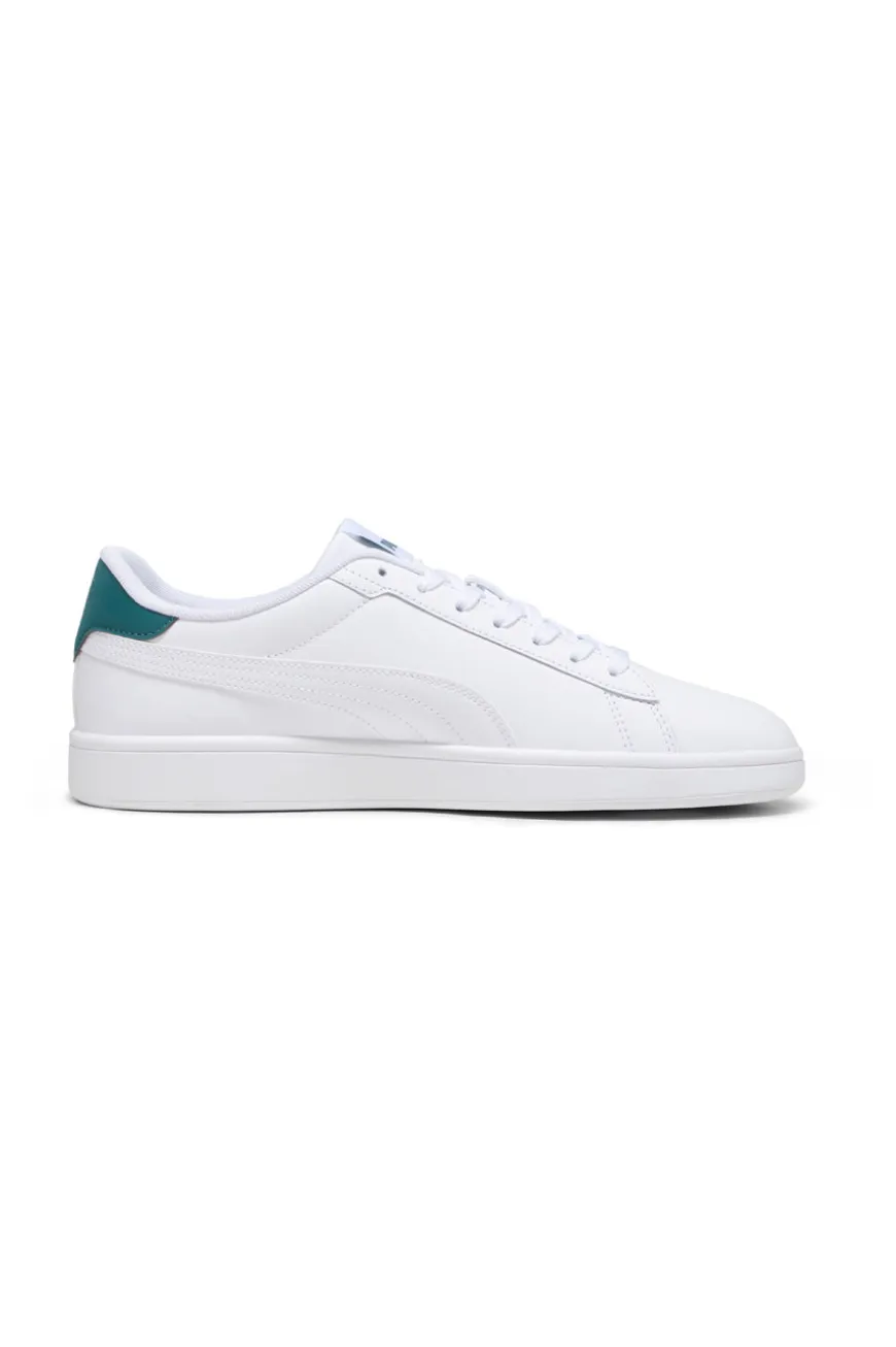 Weiße Sneakers mit grünen Details aus Komfortleder Puma Smash 3.0 L