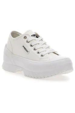 Weiße Sneakers mit Plateau Freddy 7601