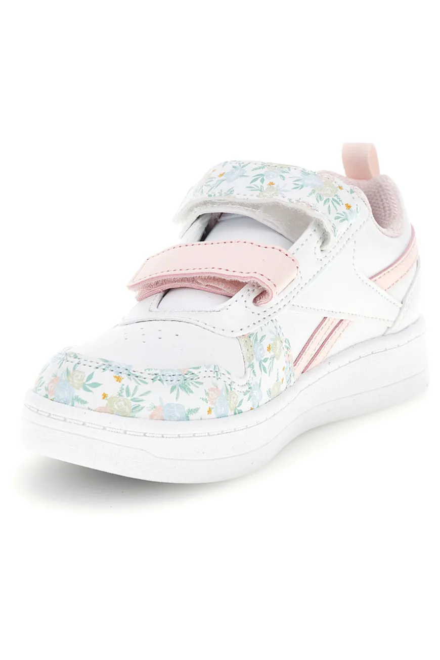 Weiße Turnschuhe mit Blumendruck und doppeltem Riemen Reebok Royal Prime 2.0 Two Strap Hoop & Loop