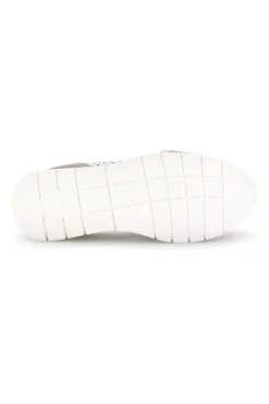 Weiße Turnschuhe mit Details in Beige und Salbei Obermaterial aus Leder Prima riga 33314