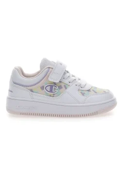 Weiße Turnschuhe mit Klettverschluss-Champion-Rebound-Grafik