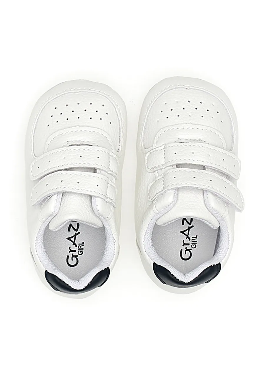 Weiße Turnschuhe mit Riemen und blauen Details Thank you girl 392603S