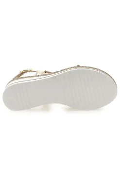 Weiße und beige Sandale mit mittlerem Keilabsatz PITTARELLO LOOK MK3234109