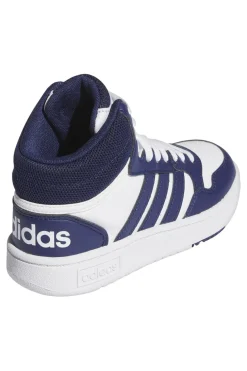 Weiße und blaue Mid-Cut-Sneaker Adidas Hoops 3 Mid K