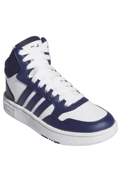 Weiße und blaue Mid-Cut-Sneaker Adidas Hoops 3 Mid K