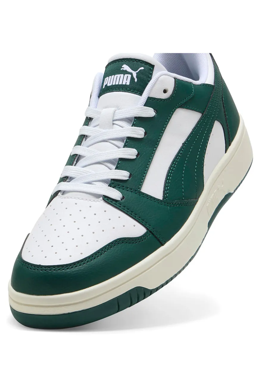 Weiße und grüne Turnschuhe PUMA Rebound v6 Low