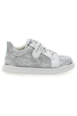 Weiße und silberne Sneakers mit Klettverschluss LAURA BIAGIOTTI AG17132