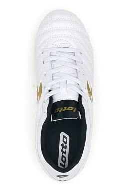 Weiß-goldene Lotto Stadio 705 Fg Jr. Fußballschuhe