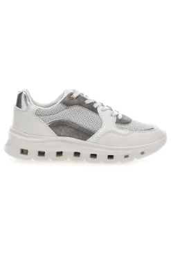 Weiß graue Damen Turnschuhe mit Mesh-Einsätzen Pittarello 8W24859