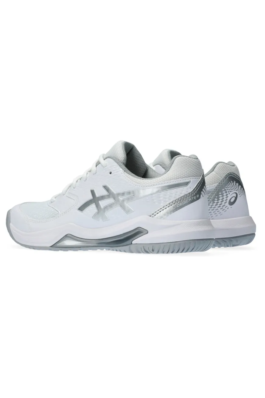 Weiß und Silber Tennisschuhe Asics Gel-Dedicate 8