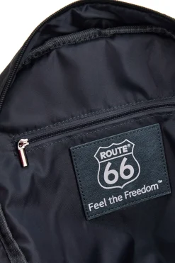 Zaino blu e nero con tasche multiple e cordini frontali Route 66 61992/L/SETRN